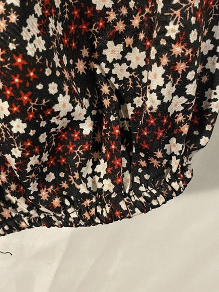 SPEED LIMIT Blouse 2X Womens Multicolor Liberty Florals Ruffled Lace Up Neckline - Picture 10 of 12